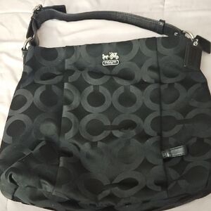 Madison Coach Black Circle Pattern Shoulder Bag